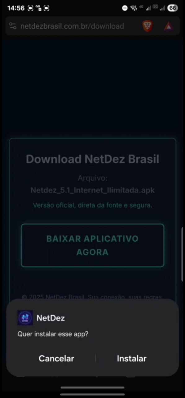 Pop-up do sistema Android perguntando se o usuário deseja instalar o aplicativo.