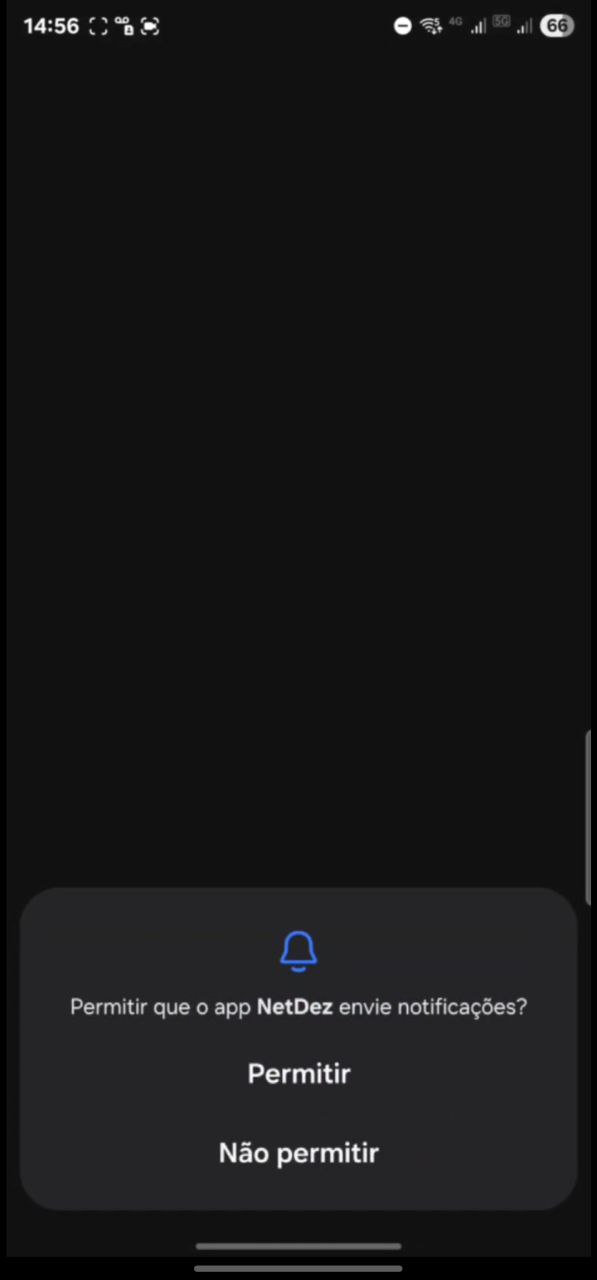 Pop-up do aplicativo solicitando permissão para enviar notificações.