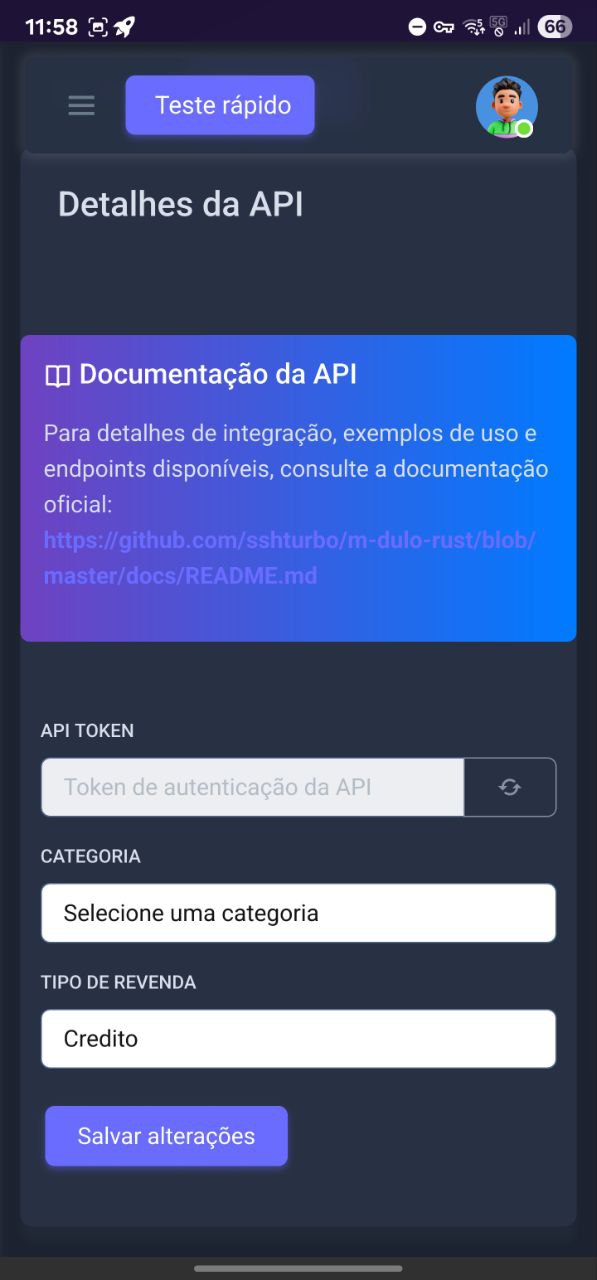 Tela de geração e gerenciamento da API Key.