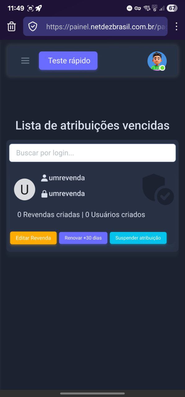 Gerenciamento de revendas com planos expirados.