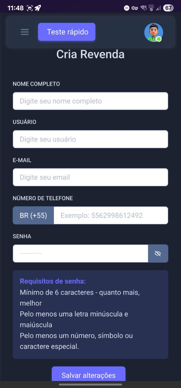 Formulário de criação de nova revenda.